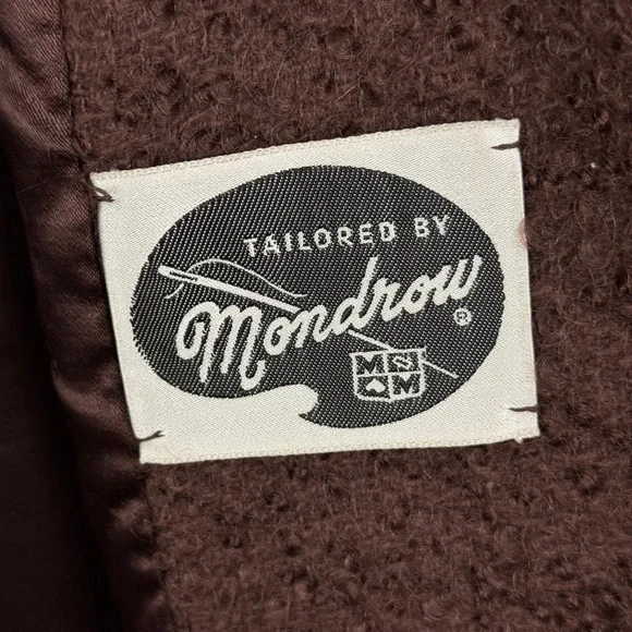 Vtg. 60s Boucle Wool Swing Coat Fur Collar Jackie O Mod Dark Academia Old Money - Picture 9 of 11